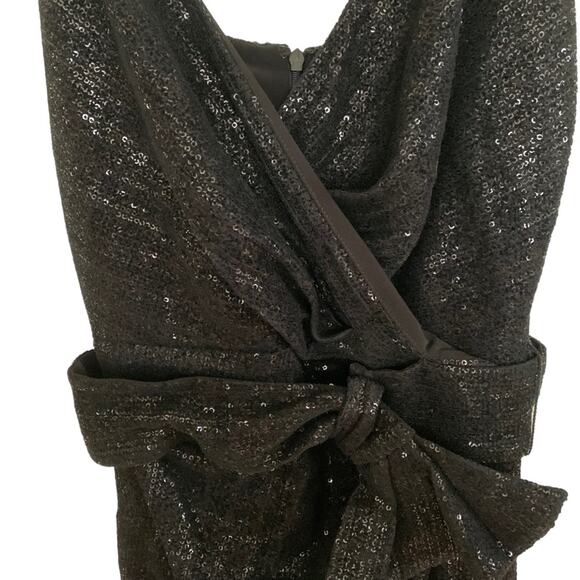 Ralph Lauren Black Label Black Velvet Sequin Wrap Sheath Cocktail Dress NWT - Picture 3 of 9